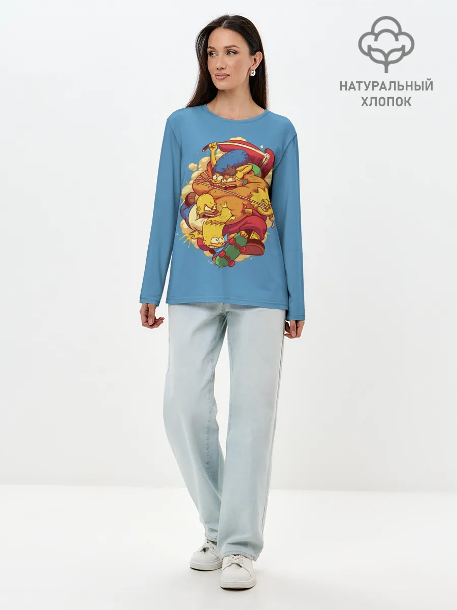 Лонгслив женский. Хлопок / Драка с Симпсонами