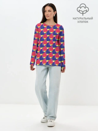 Лонгслив женский. Хлопок / Теннисные Ракетки