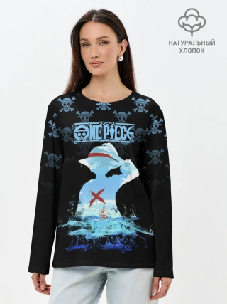 Лонгслив женский. Хлопок / Луффи | Пираты Соломенной Шляпы