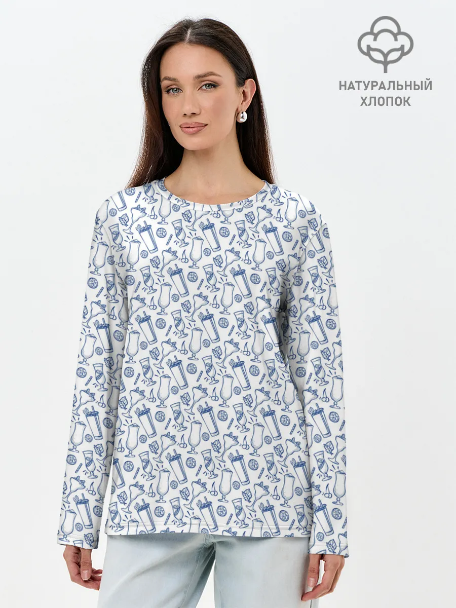 Лонгслив женский. Хлопок / Коктейли