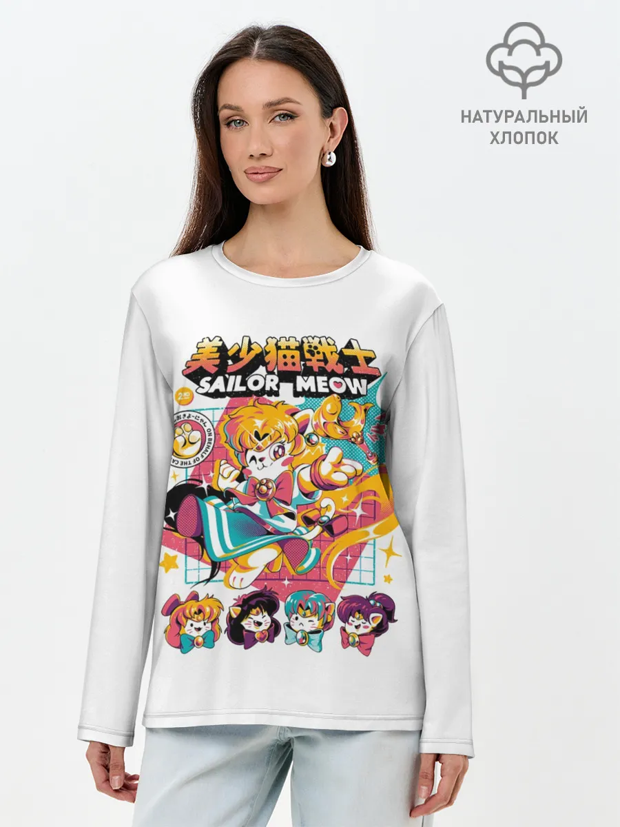 Лонгслив женский. Хлопок / Sailor Meow