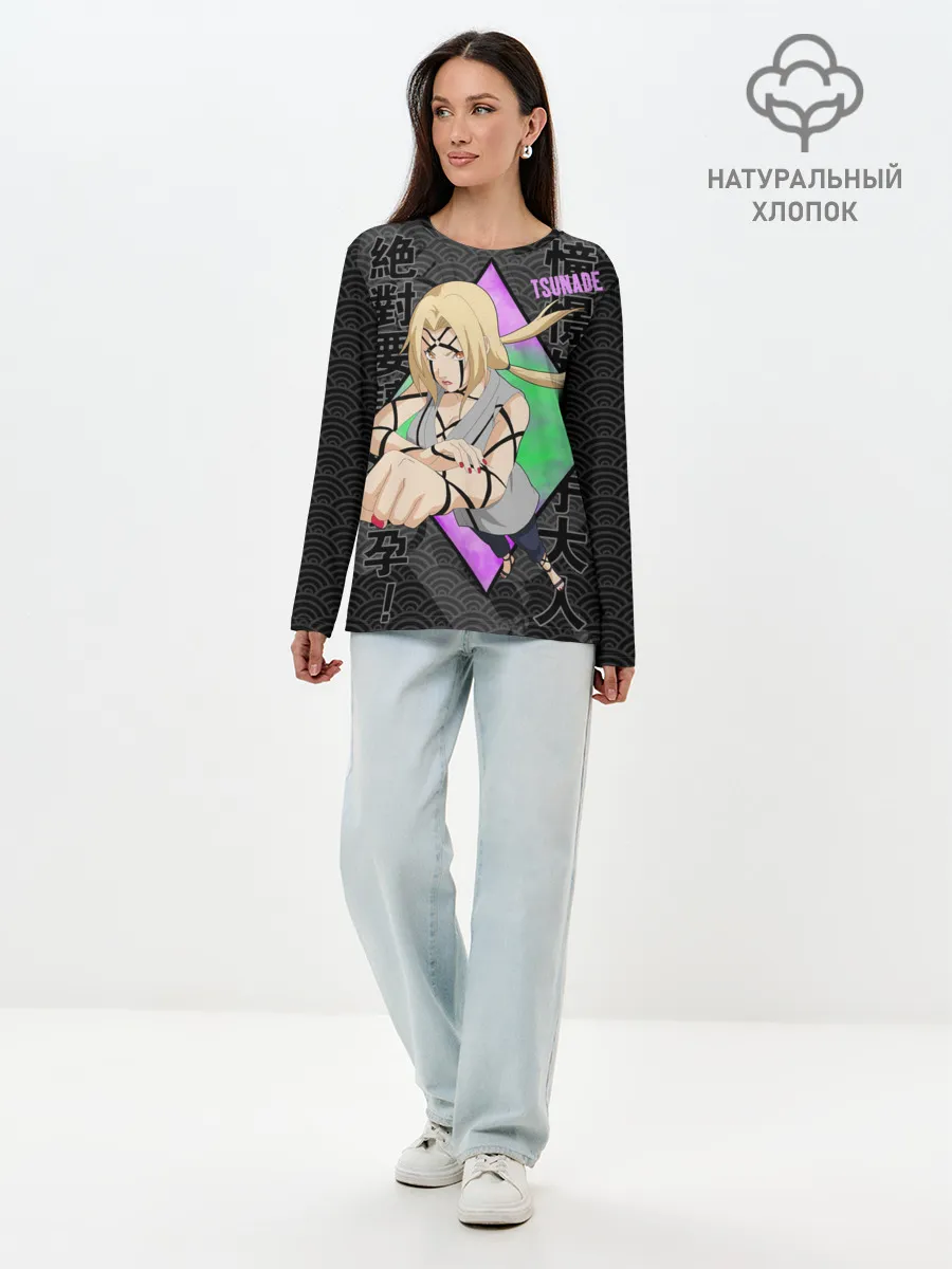Лонгслив женский. Хлопок / Narurto Цунаде