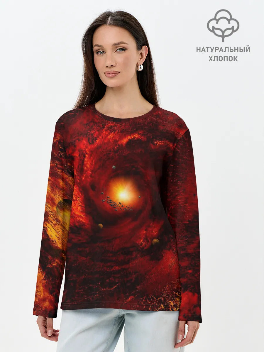 Лонгслив женский. Хлопок / КОСМИЧЕСКИЙ ВИХРЬ