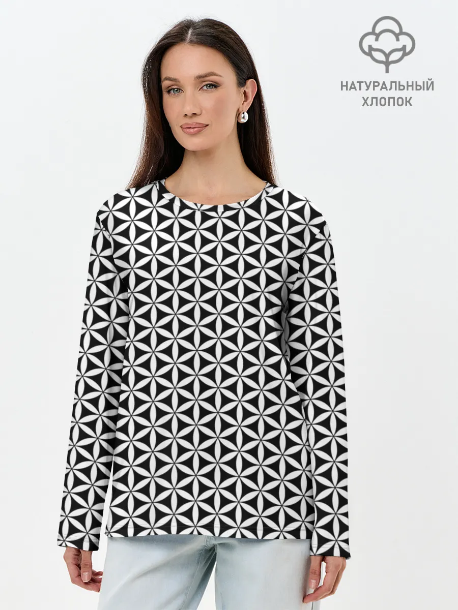 Лонгслив женский. Хлопок / Цветок Жизни