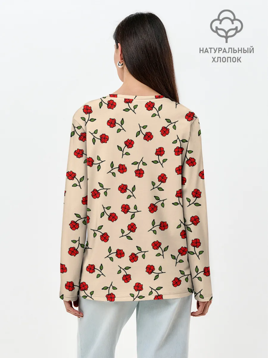 Лонгслив женский. Хлопок / Прованс из роз