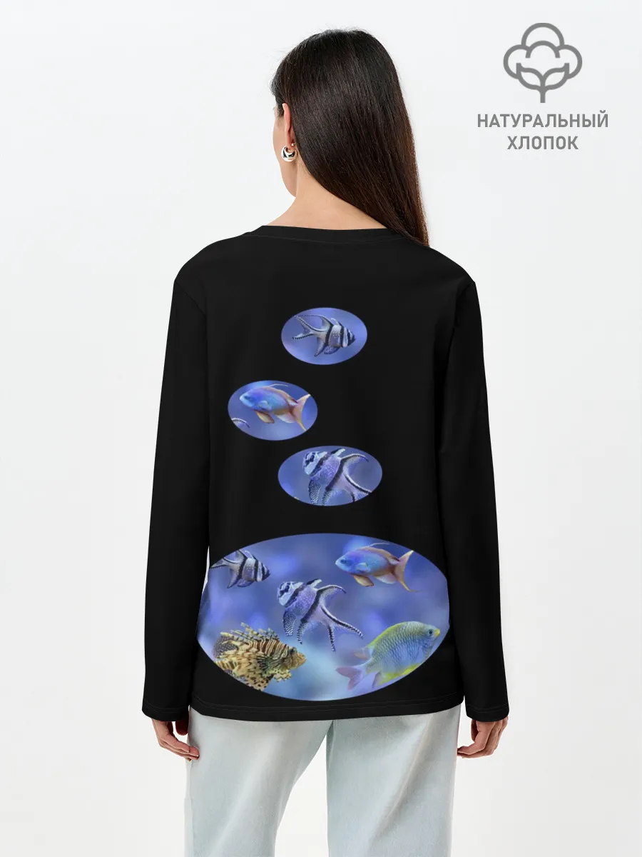 Лонгслив женский. Хлопок / Море внутри