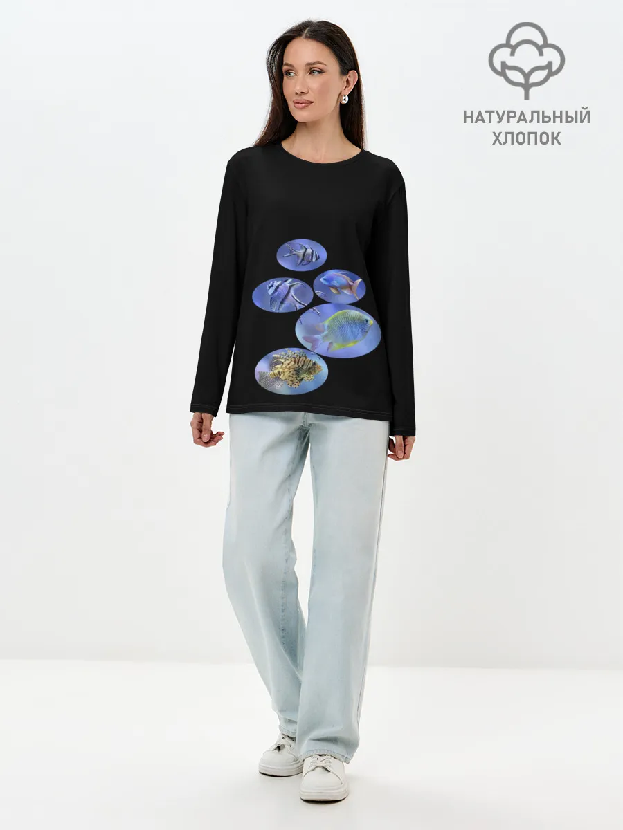 Лонгслив женский. Хлопок / Море внутри
