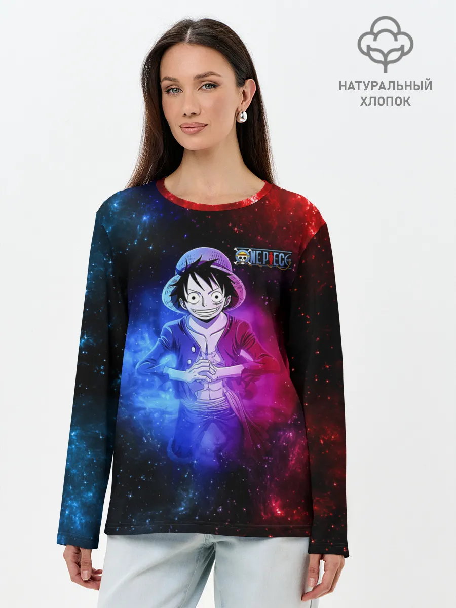 Лонгслив женский. Хлопок / Космический Луффи One Piece