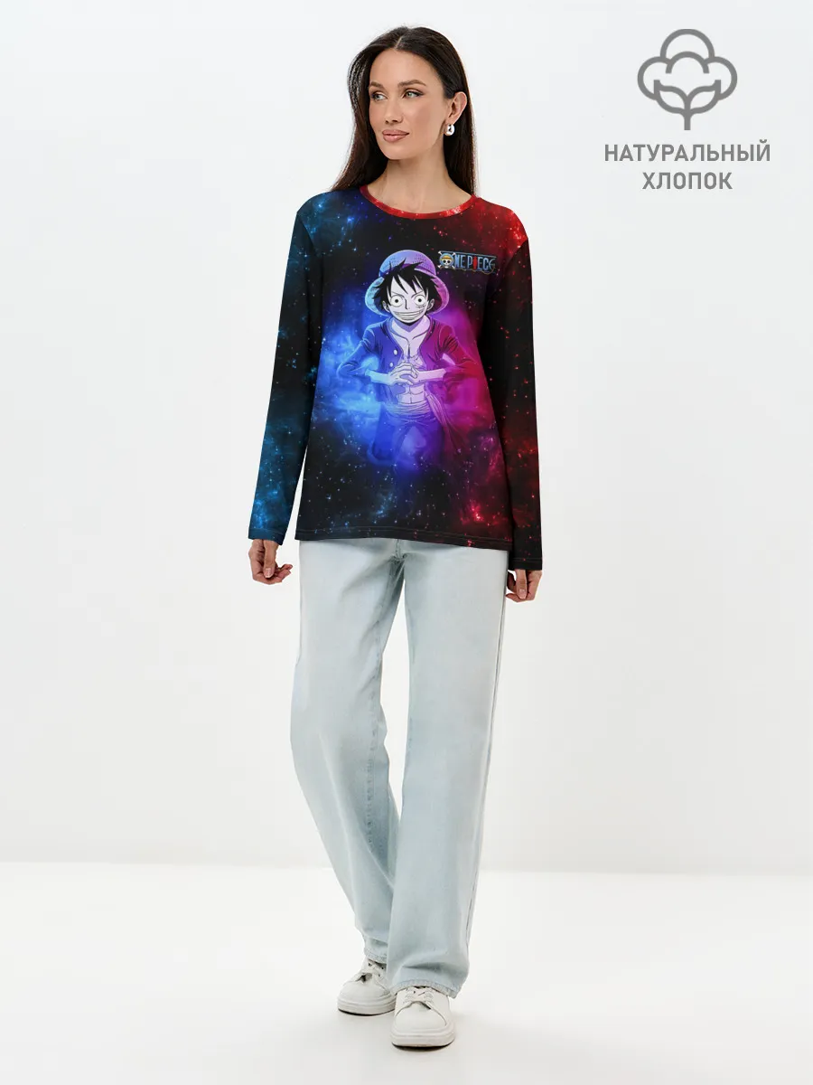 Лонгслив женский. Хлопок / Космический Луффи One Piece