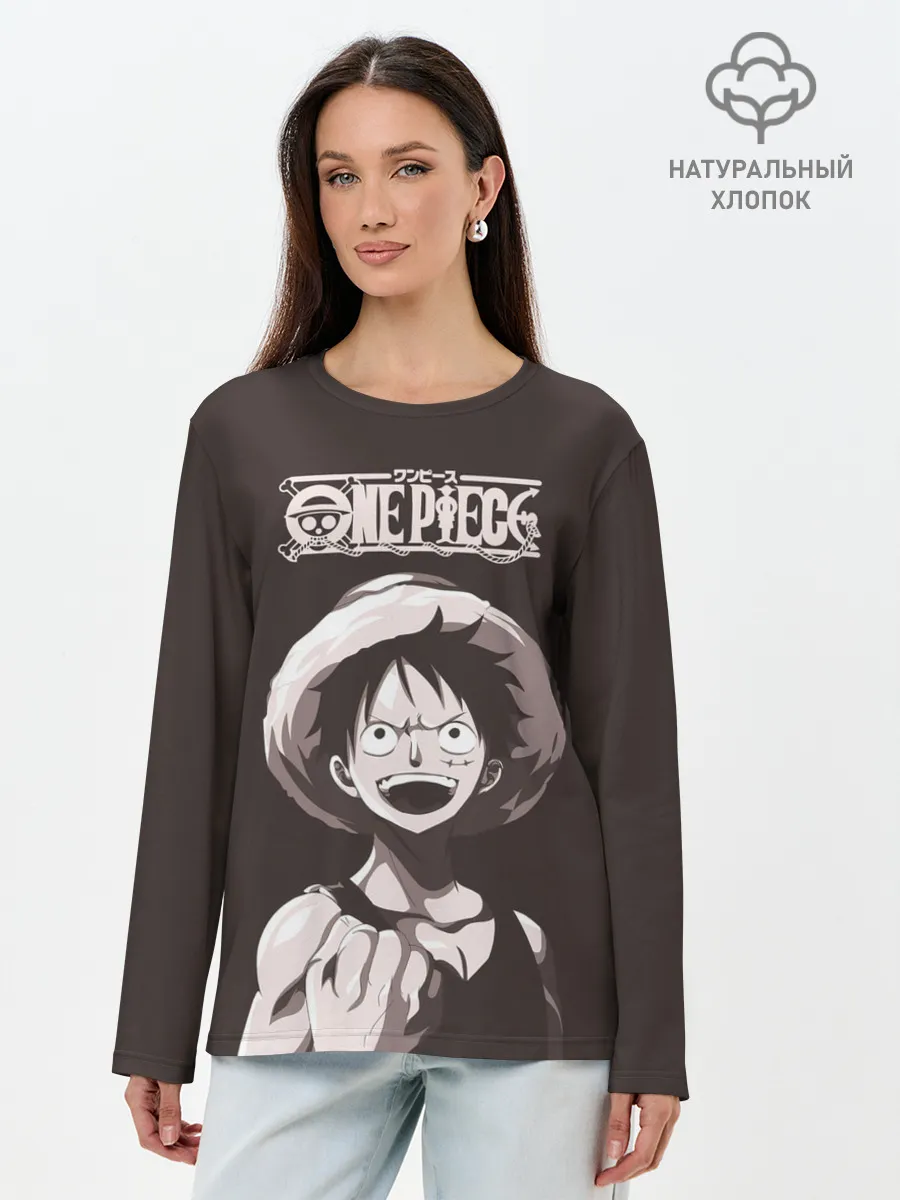 Лонгслив женский. Хлопок / One Piece | Манки Д. Луффи