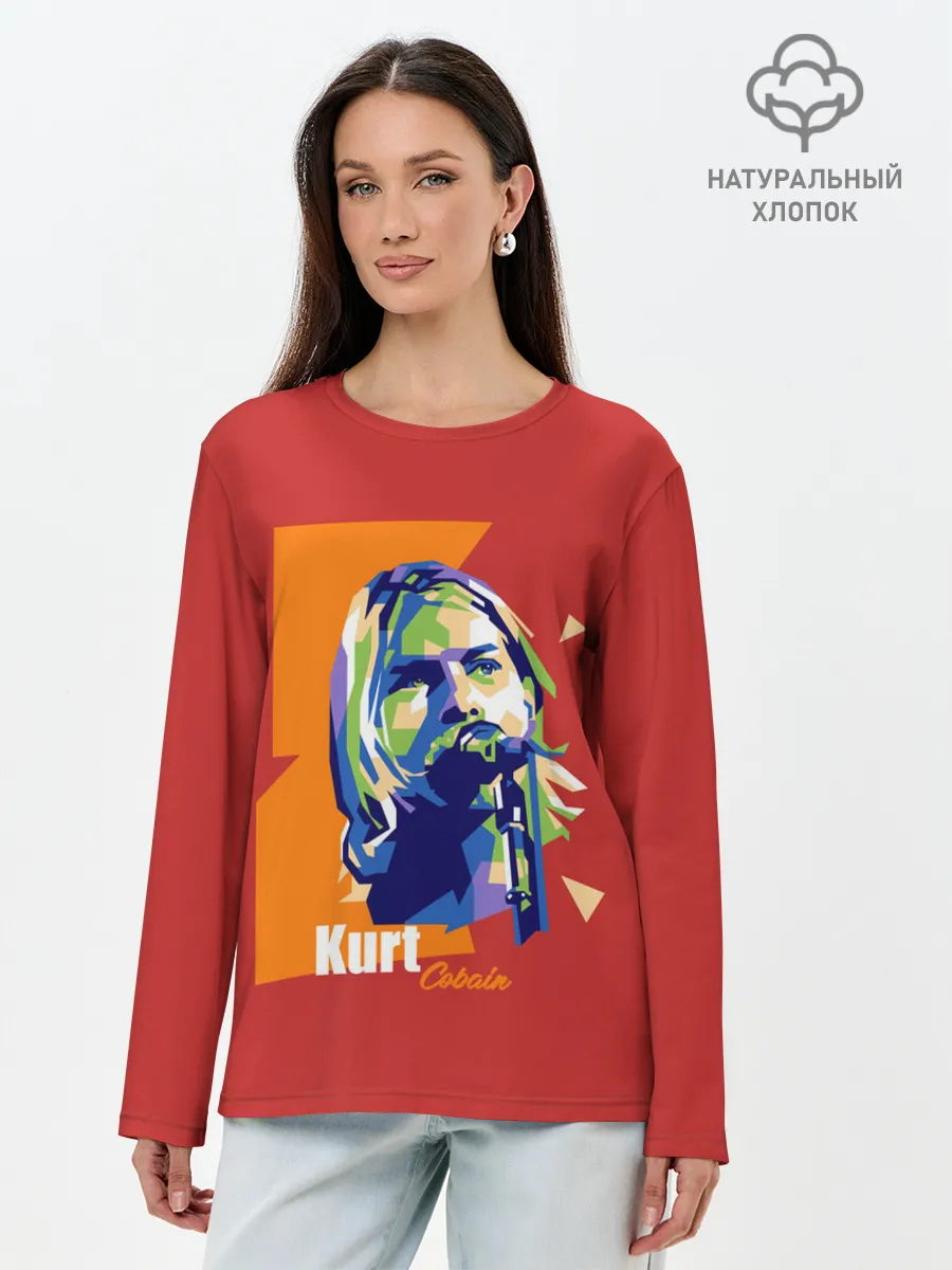 Лонгслив женский. Хлопок / Kurt Cobain
