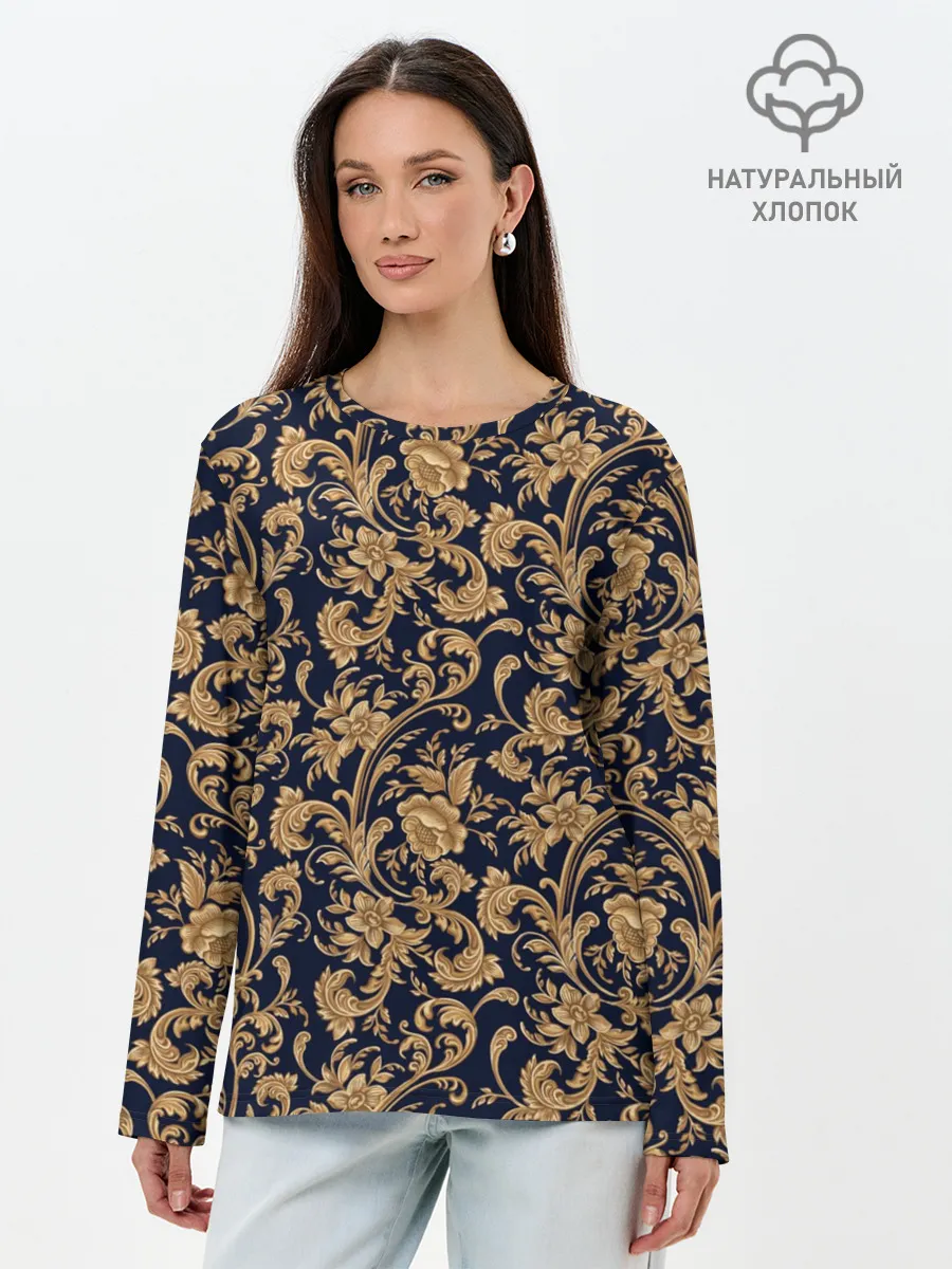 Лонгслив женский. Хлопок / классические узоры