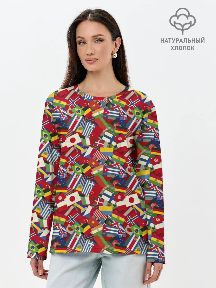 Лонгслив женский. Хлопок / Страны Мира