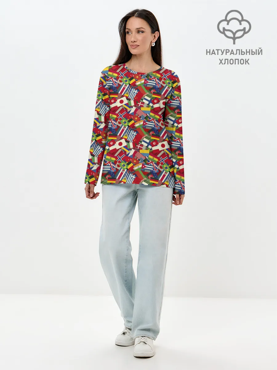 Лонгслив женский. Хлопок / Страны Мира