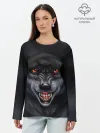 Лонгслив женский. Хлопок / СЕРЫЙ ВОЛК 3D