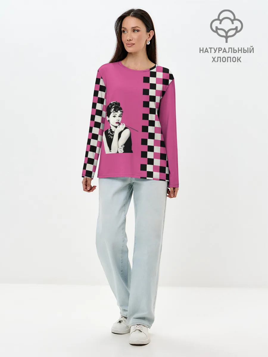 Лонгслив женский. Хлопок / Энди Уорхолл. Одри Хебберн
