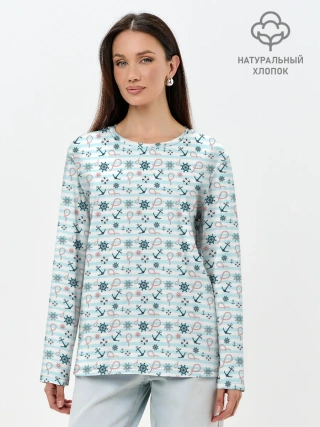 Лонгслив женский. Хлопок / Морской фон