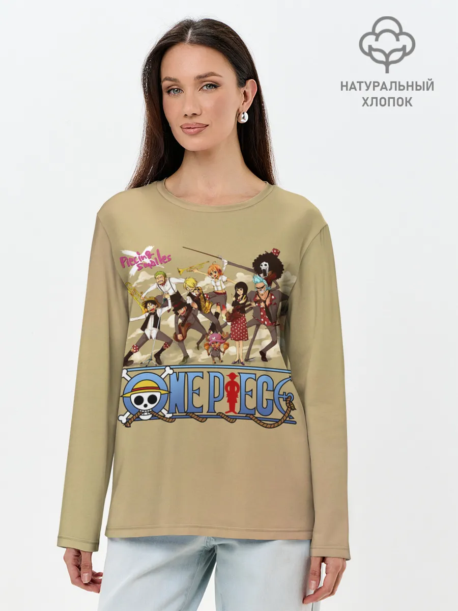 Лонгслив женский. Хлопок / Пираты Соломенной Шляпы | One Piece