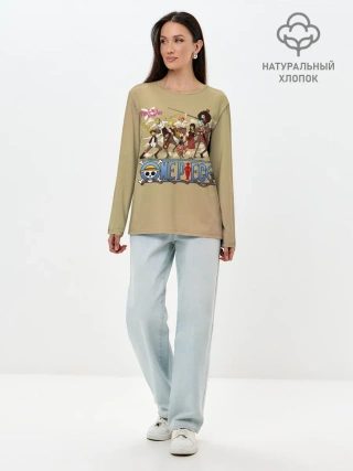 Лонгслив женский. Хлопок / Пираты Соломенной Шляпы | One Piece