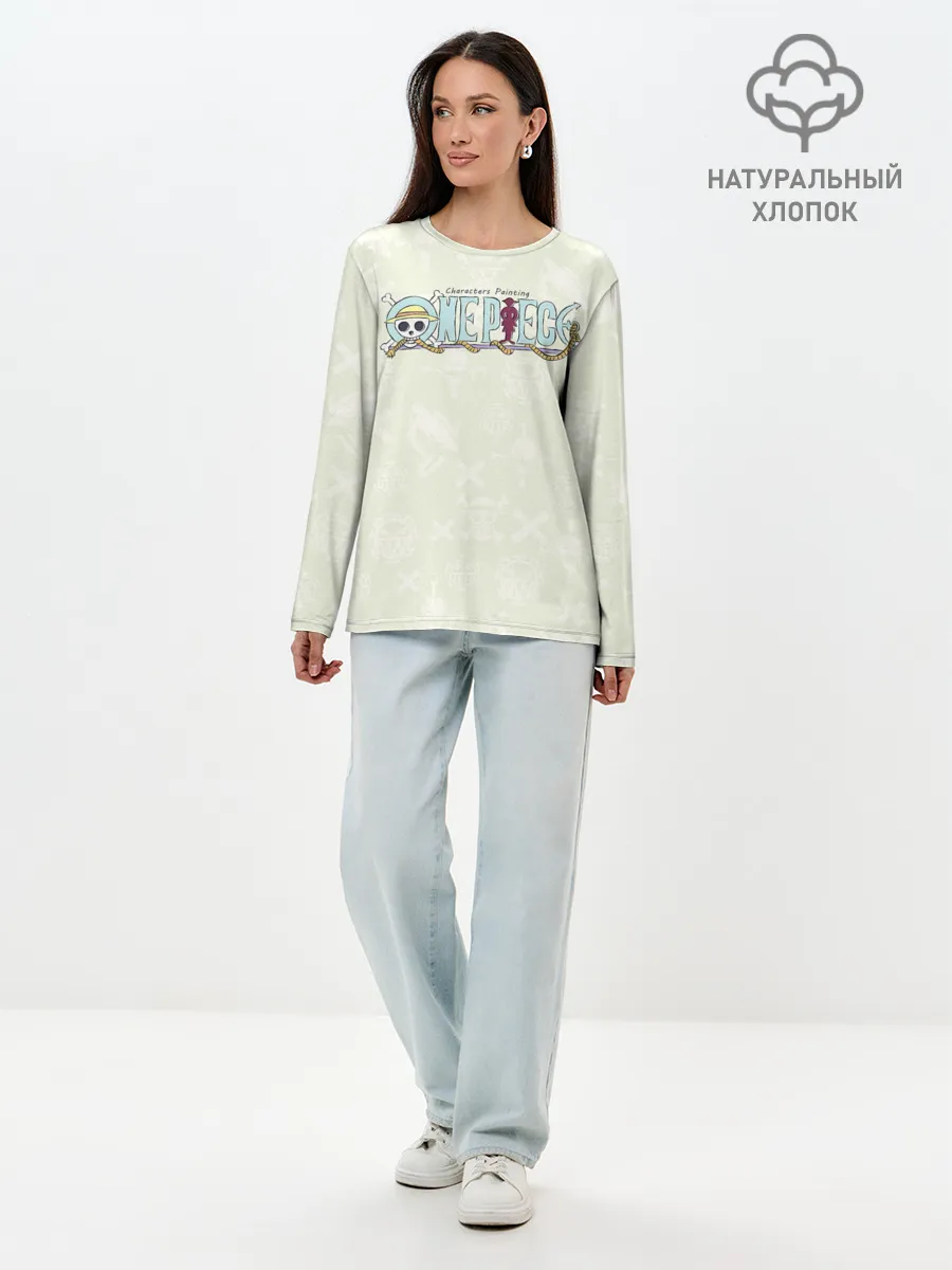 Лонгслив женский. Хлопок / Эмблемы One Piece. Большой куш