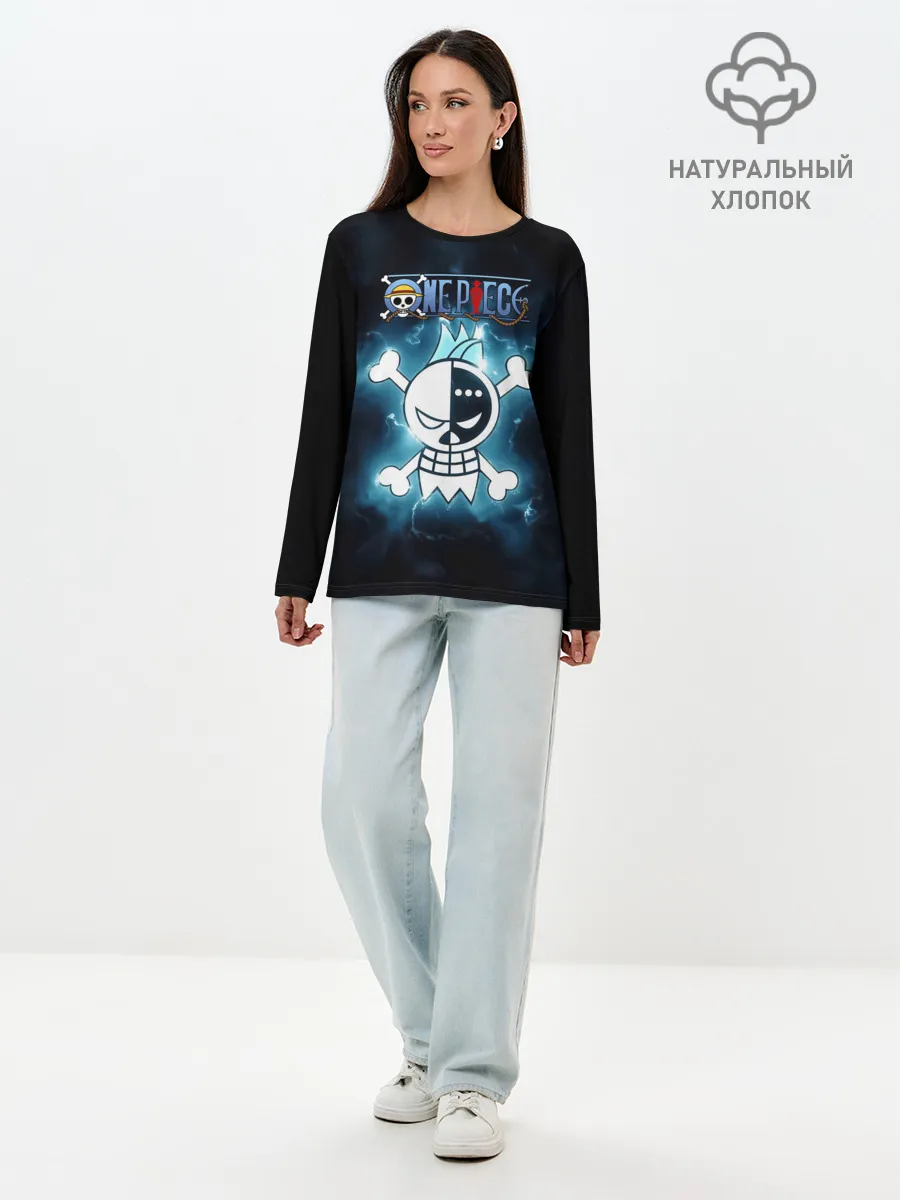 Лонгслив женский. Хлопок / Веселый Роджер Фрэнки | One Piece