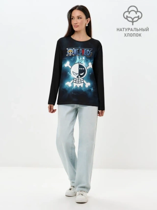 Лонгслив женский. Хлопок / Веселый Роджер Фрэнки | One Piece