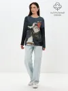 Лонгслив женский. Хлопок / Черный клевер