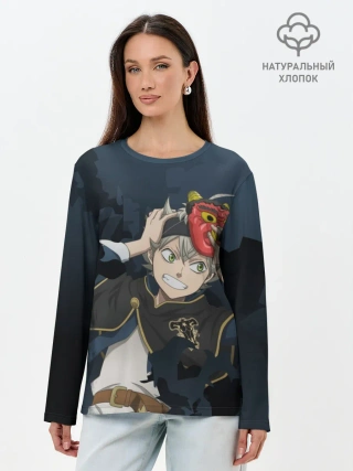 Лонгслив женский. Хлопок / Черный клевер