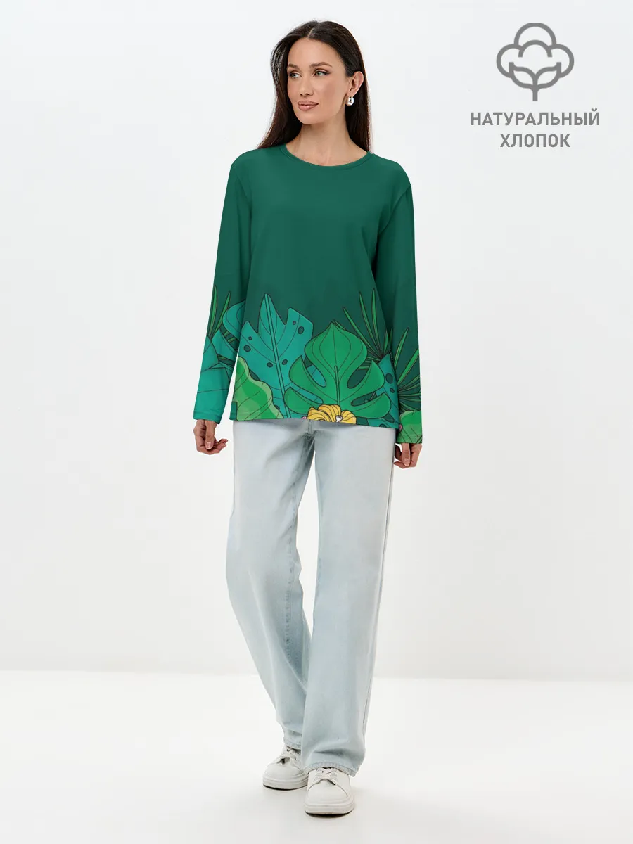 Лонгслив женский. Хлопок / Мои джунгли