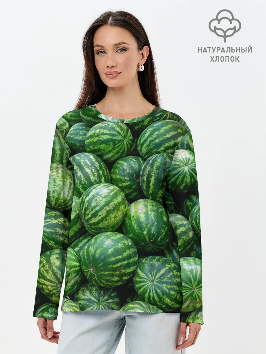 Лонгслив женский. Хлопок / Арбузы