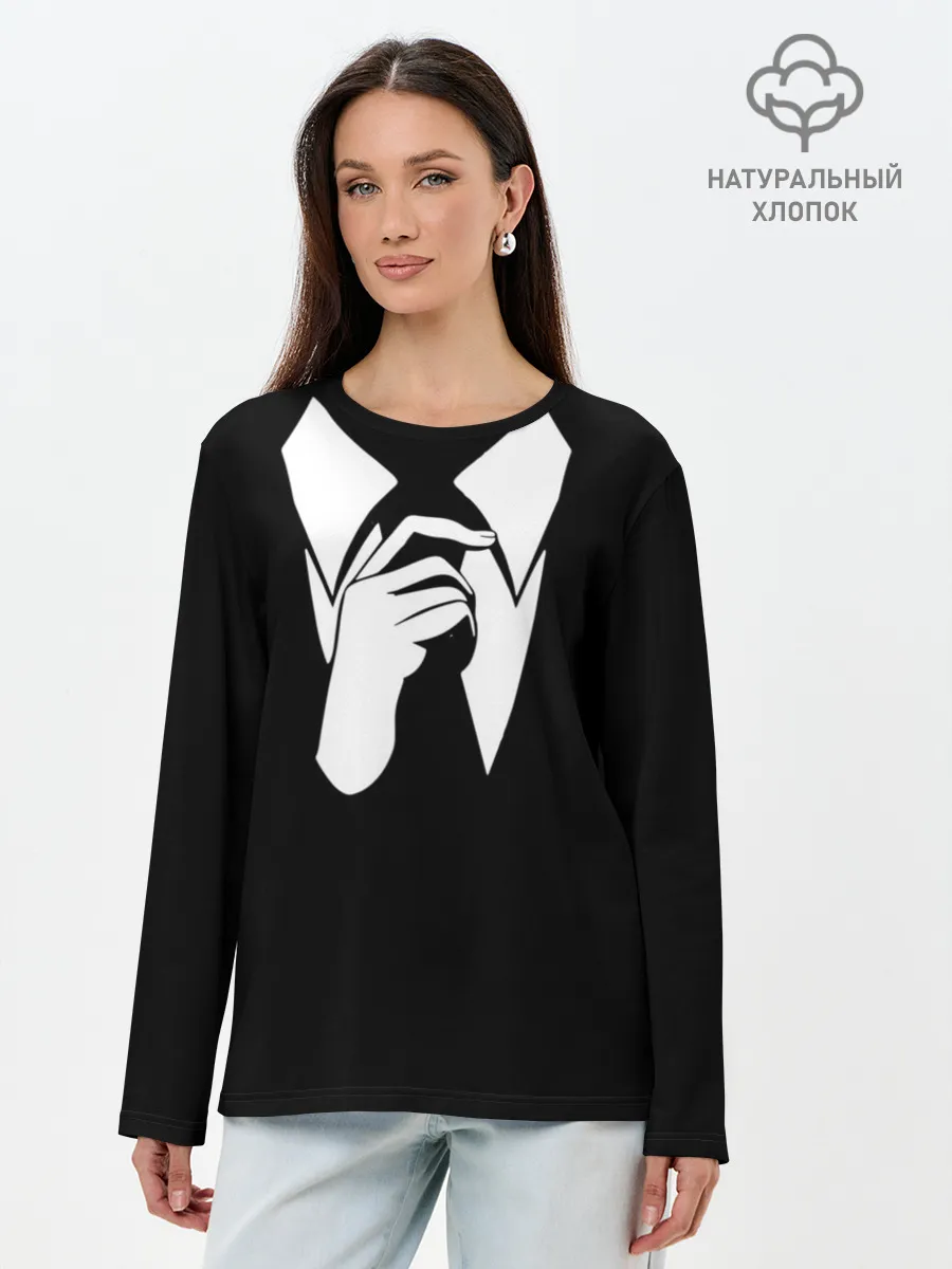 Лонгслив женский. Хлопок / Смокинг | Поправляю галстук