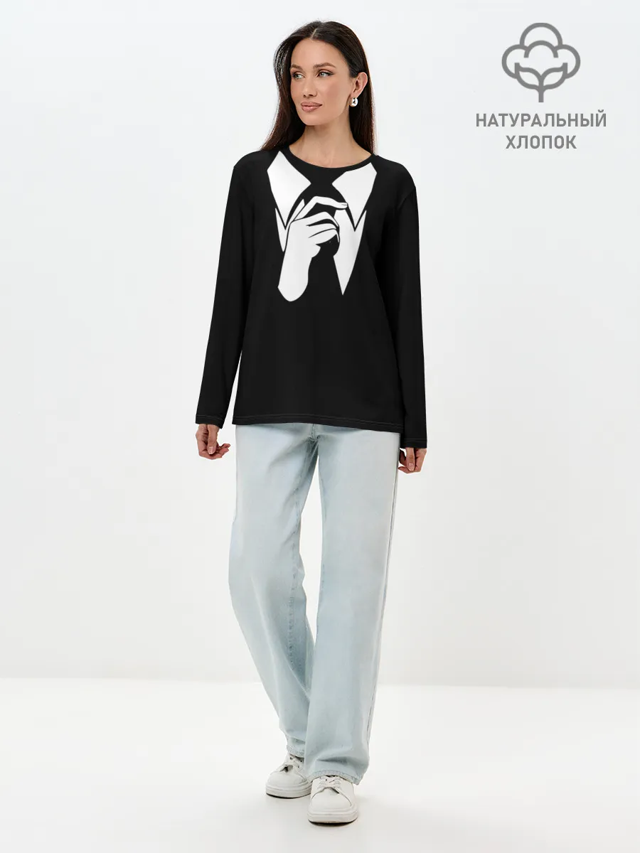 Лонгслив женский. Хлопок / Смокинг | Поправляю галстук