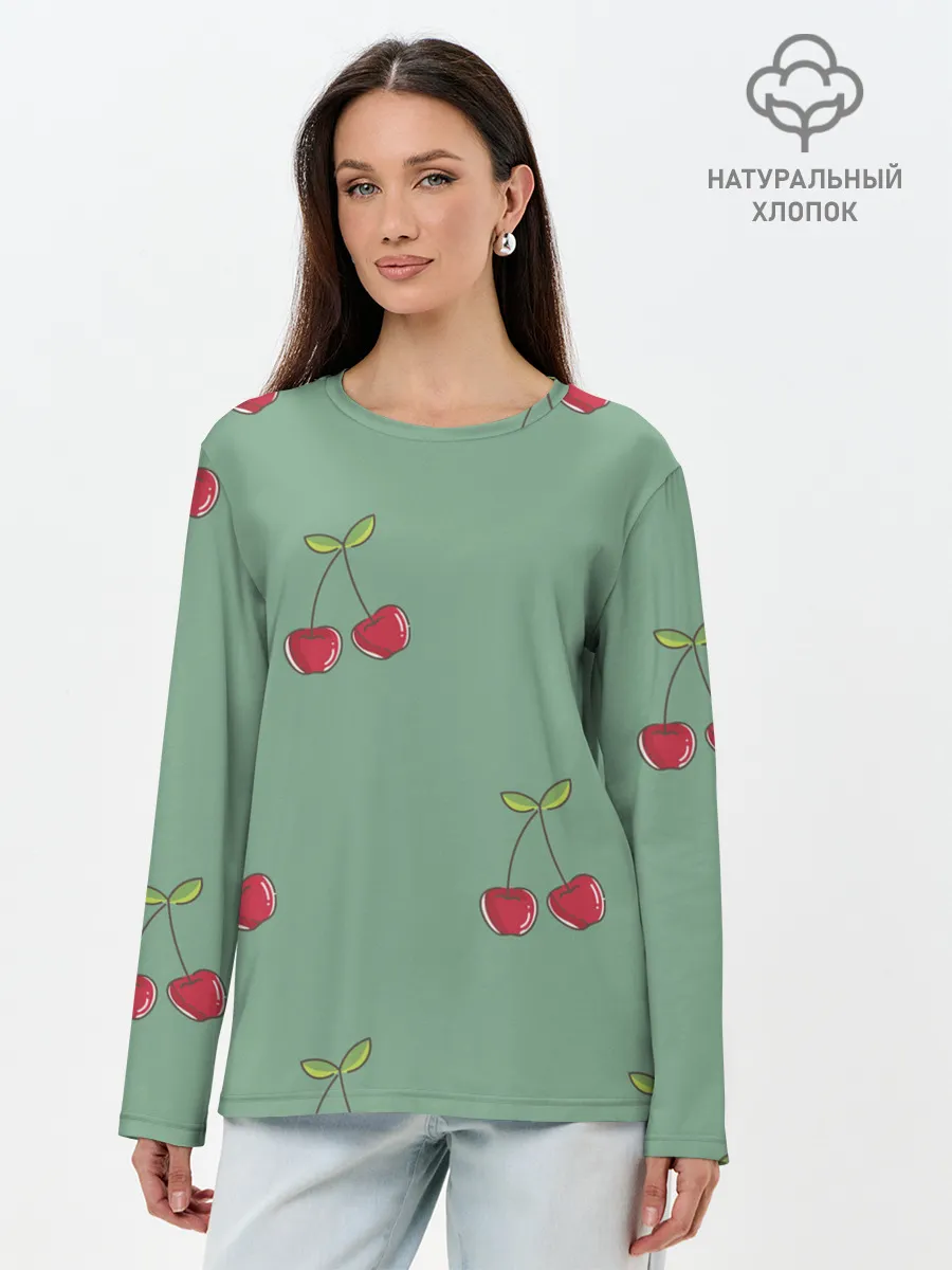 Лонгслив женский. Хлопок / КраСная Вишня