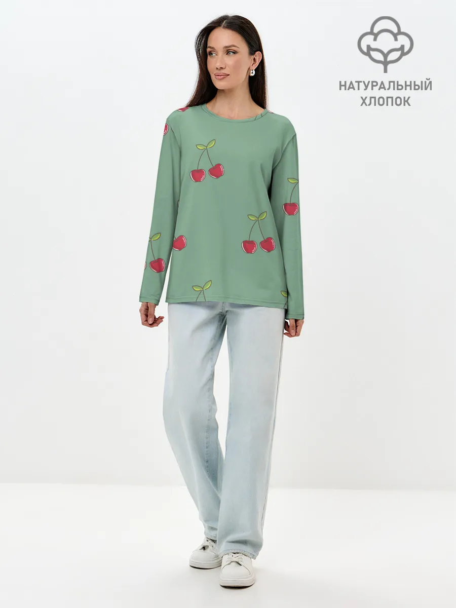 Лонгслив женский. Хлопок / КраСная Вишня