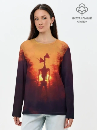 Лонгслив женский. Хлопок / СИРЕНОГОЛОВЫЙ ORANGE