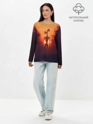 Лонгслив женский. Хлопок / СИРЕНОГОЛОВЫЙ ORANGE