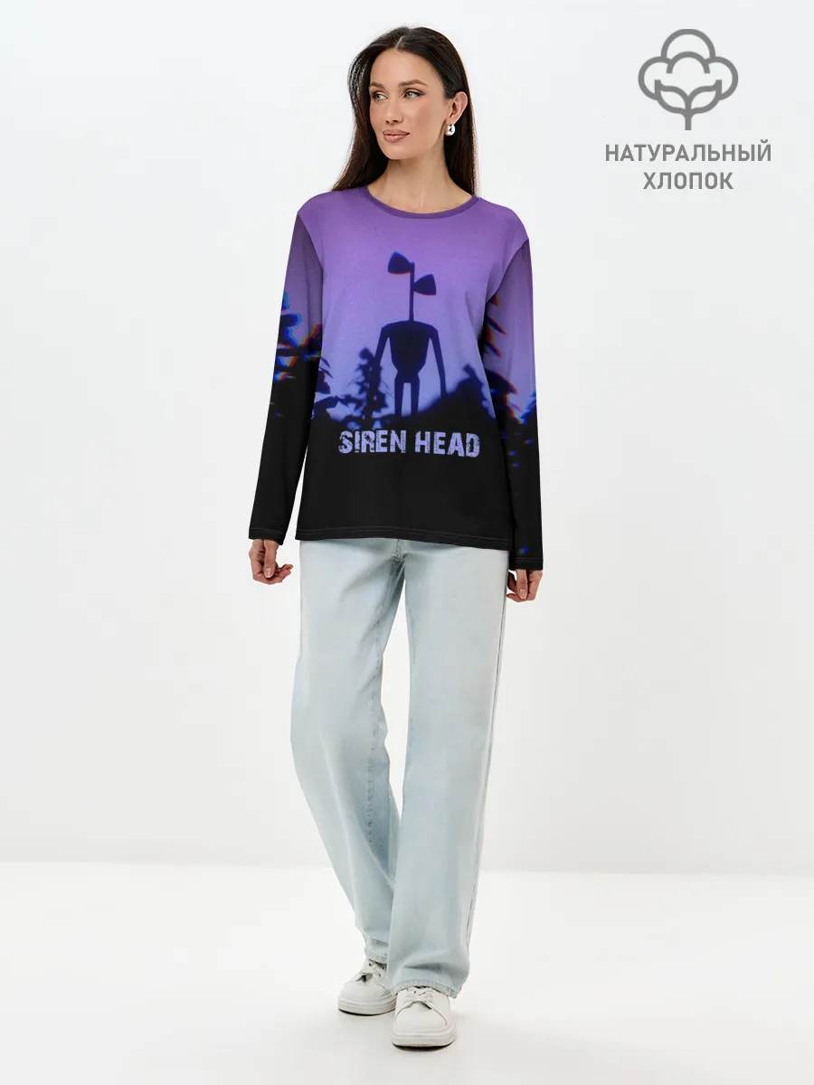 Лонгслив женский. Хлопок / СИРЕНОГОЛОВЫЙ ГЛИТЧ