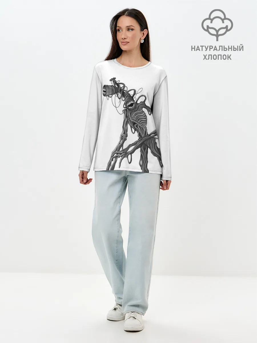 Лонгслив женский. Хлопок / SIREN HEAD РИСУНОК