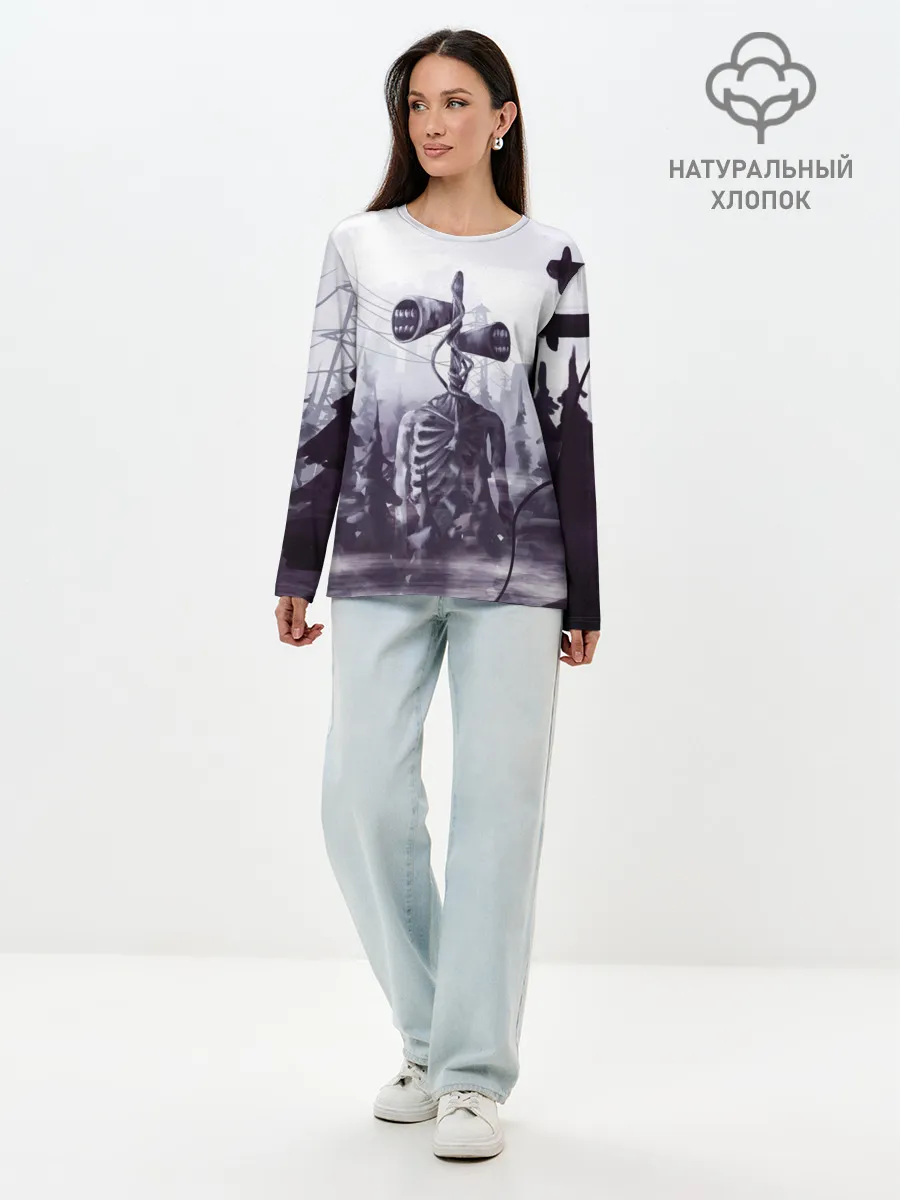 Лонгслив женский. Хлопок / СИРЕНОГОЛОВЫЙ В ГОРОДЕ