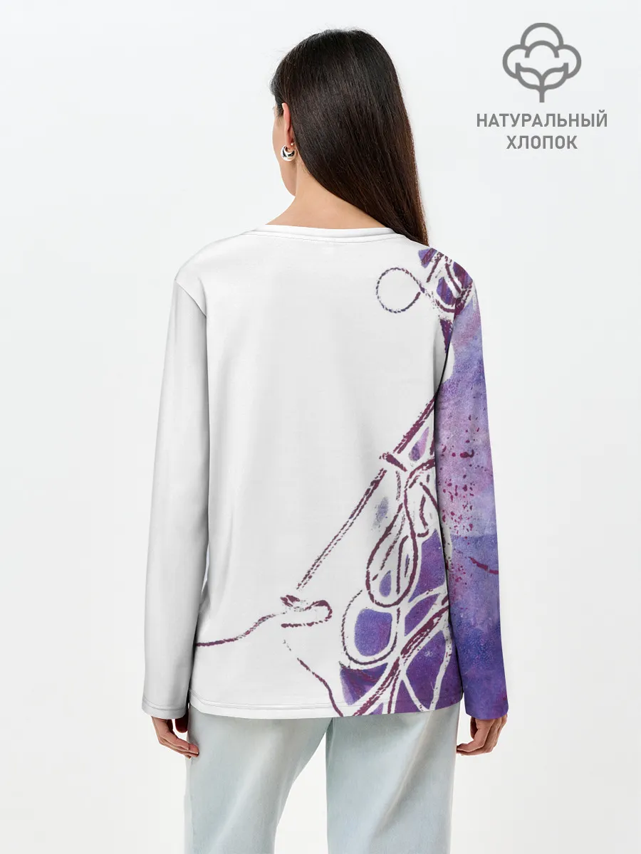 Лонгслив женский. Хлопок / Фиолетовые нити