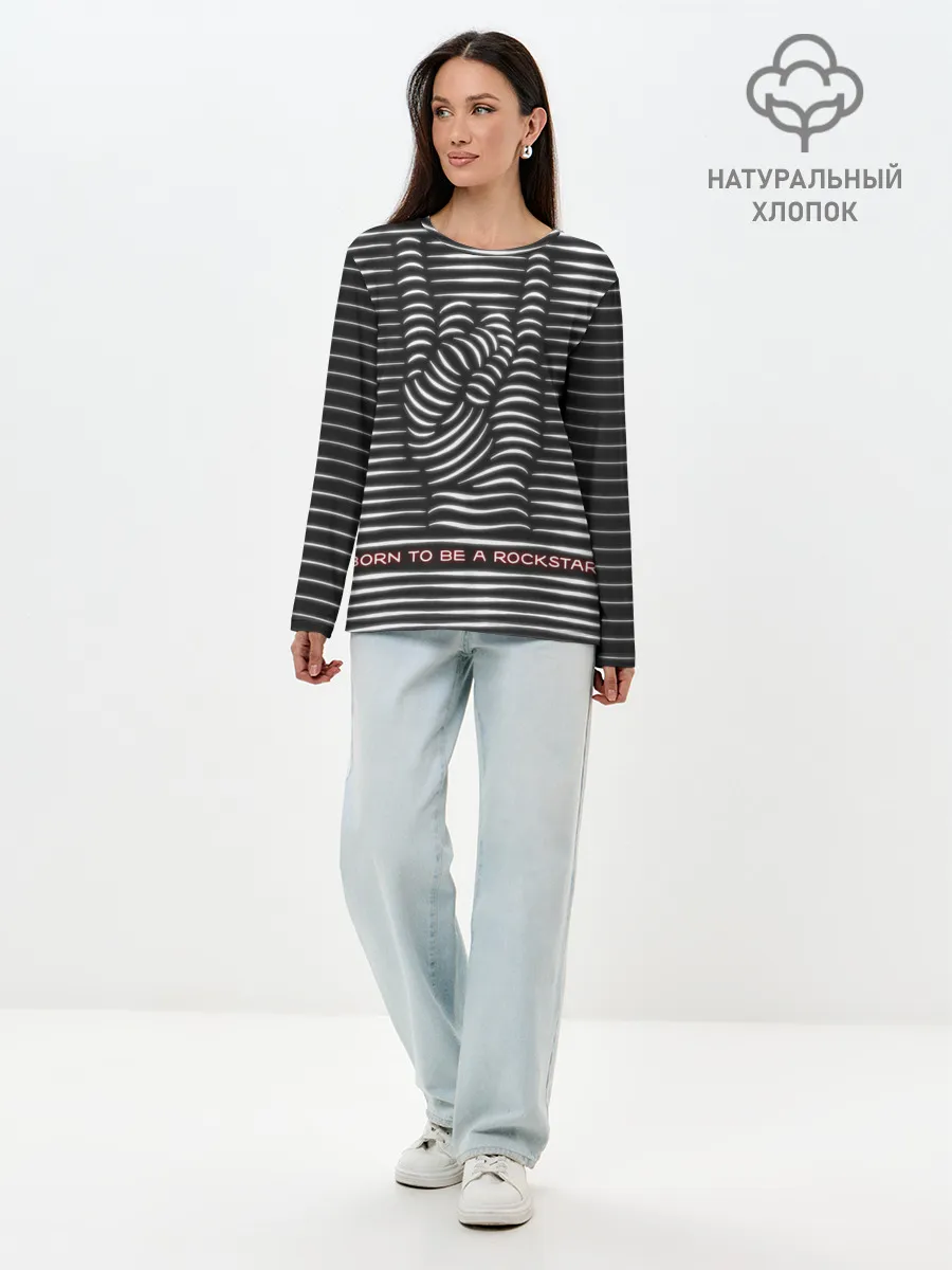 Лонгслив женский. Хлопок / Рождён быть Рок-Звездой
