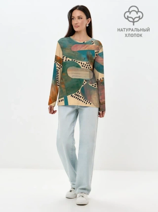 Лонгслив женский. Хлопок / Birches and fields