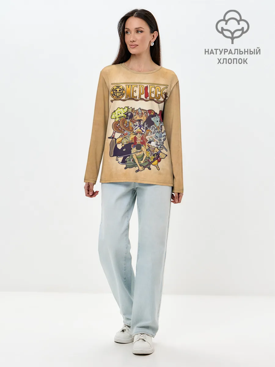 Лонгслив женский. Хлопок / Пираты Соломенной Шляпы | One Piece