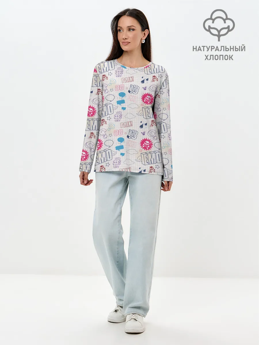 Лонгслив женский. Хлопок / Граффити