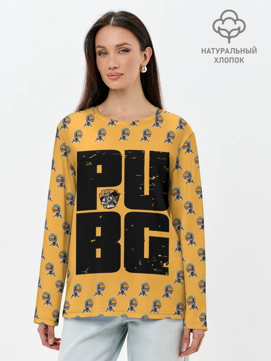 Лонгслив женский. Хлопок / PUBG PATTERN | ПУБГ ПАТТЕРН