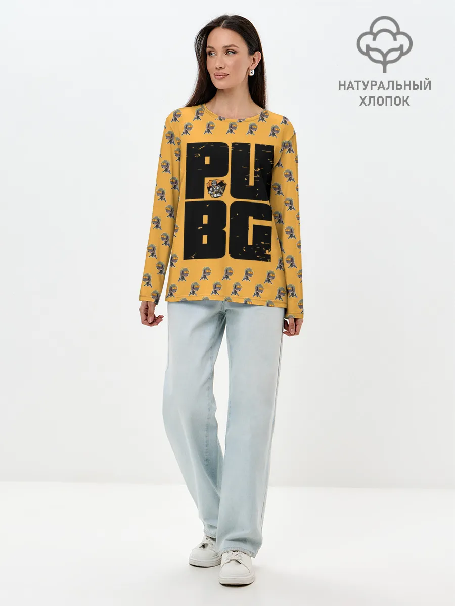 Лонгслив женский. Хлопок / PUBG PATTERN | ПУБГ ПАТТЕРН