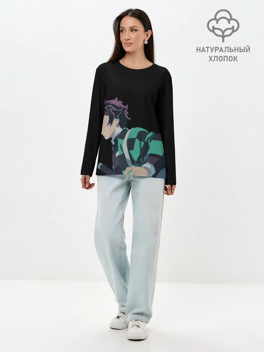 Лонгслив женский. Хлопок / Tanjirou Kamado