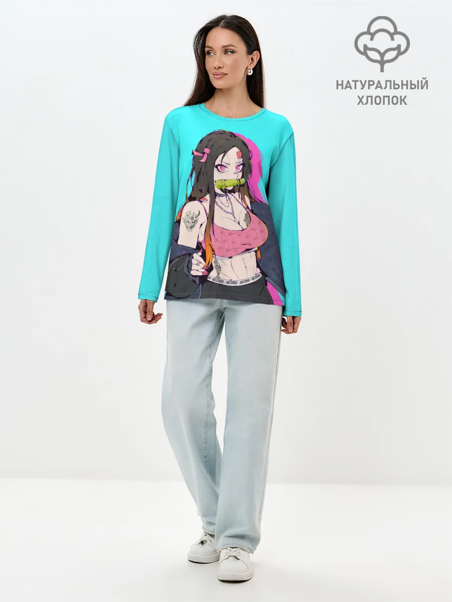 Лонгслив женский. Хлопок / Стильная Нэезуко