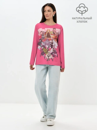 Лонгслив женский. Хлопок / Slayers on pink