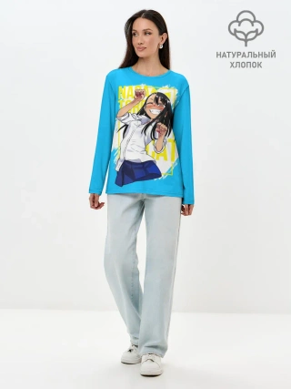 Лонгслив женский. Хлопок / Nagatoro cat